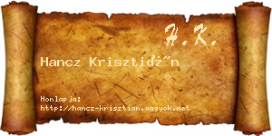 Hancz Krisztián névjegykártya